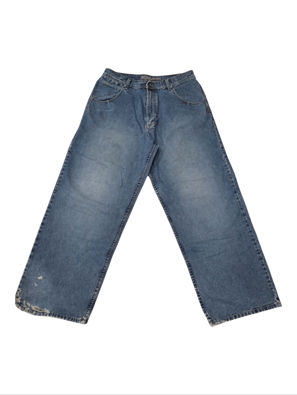 Billabong~Mens Wide Leg Relaxed Denim Jeans~Medium Blue Wash~Thrashed Skater~34
